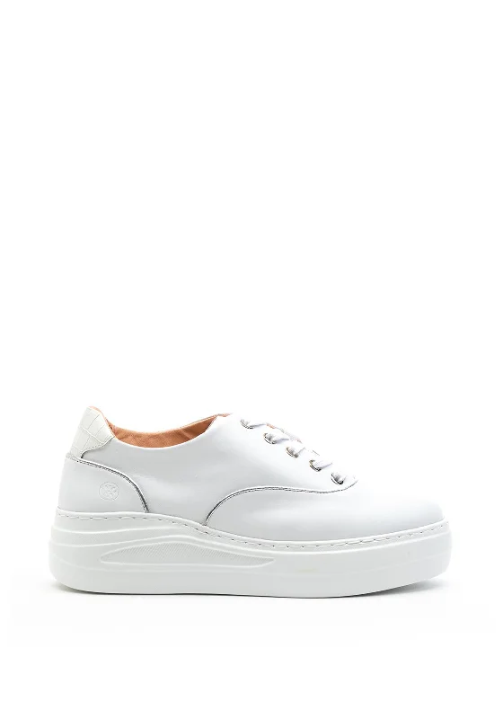 Unisa Figaro Platform Leather Trainers, White